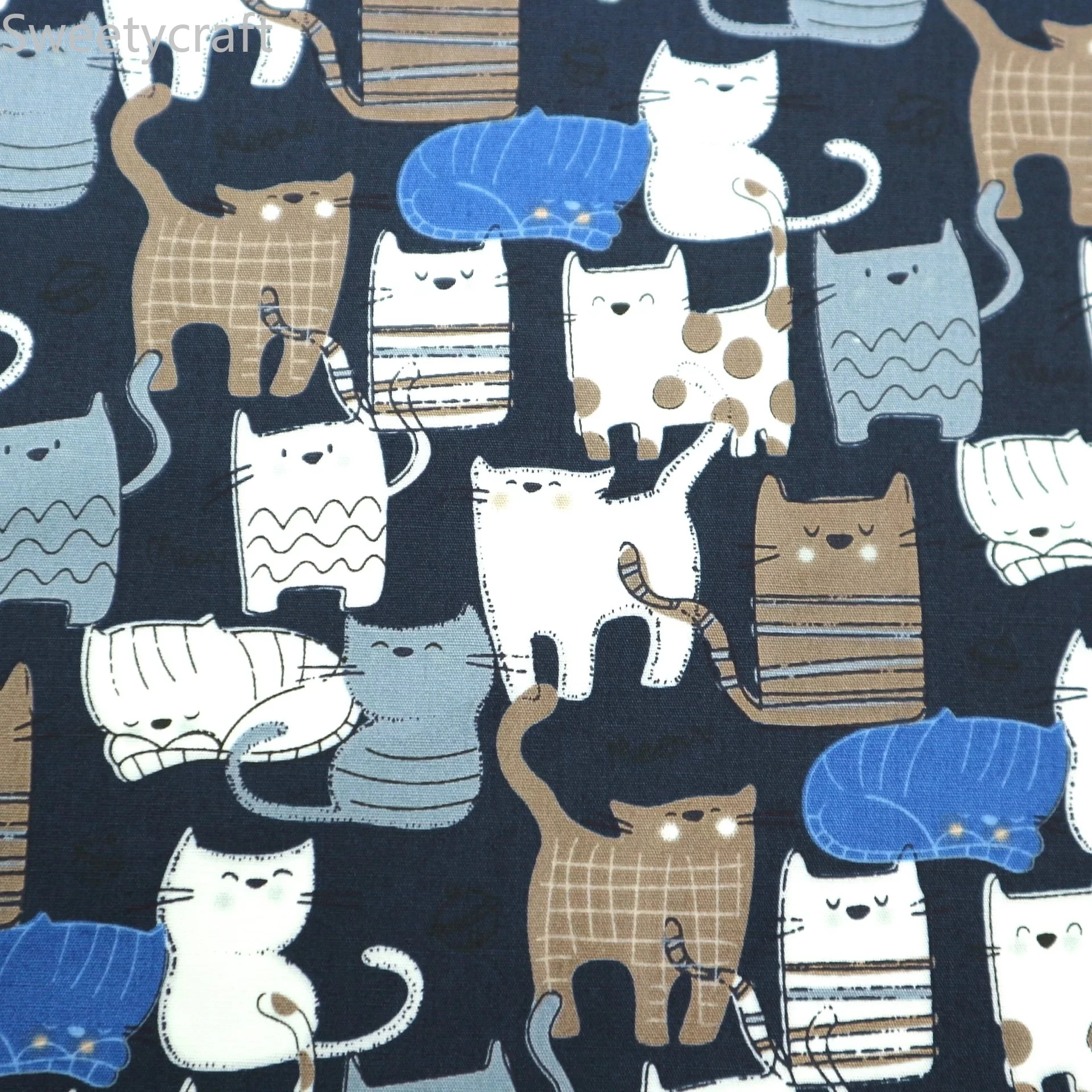 110x45 см ткань с мультяшным принтом Кошки Мяу тонкая хлопчатобумажная двор Tecido