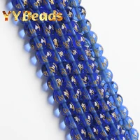 six word mantra prayer beads natural blue glass 8mm 12mm round charm beads for jewelry making diy bracelet necklace 15 strand