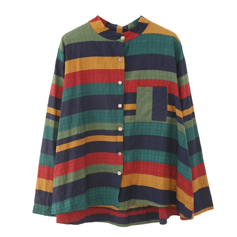 Длинный рукав хлопок осень Винтаж корейский стиль размера плюс Повседневная