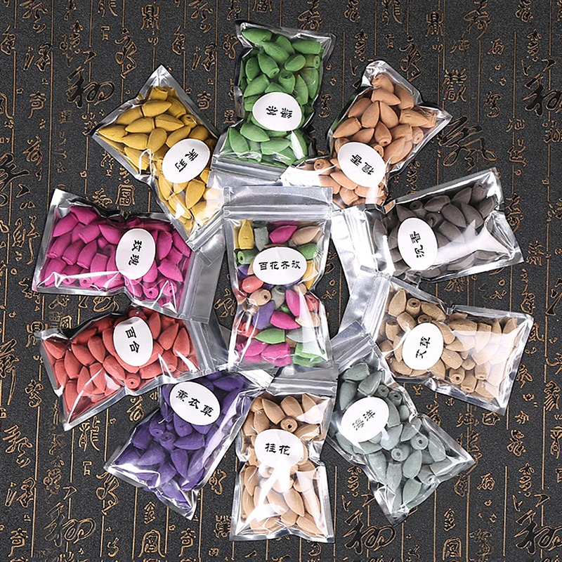 

40pcs/Bag Rose Jasmine Cone Incense Deodorizing Incense for Bathroom Bedroom Backflow Bullet Shape Incense Tower Accessories