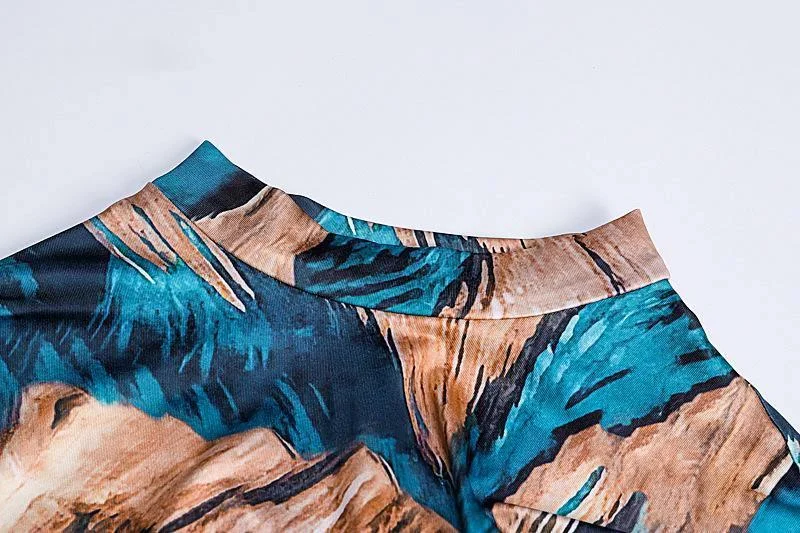 

Zoulv 2021 Women Sexy Party Fashion Knee Length Half Turtleneck Colorful Slim Long Sleeve Dresses Vintage Print Bodycon Dress