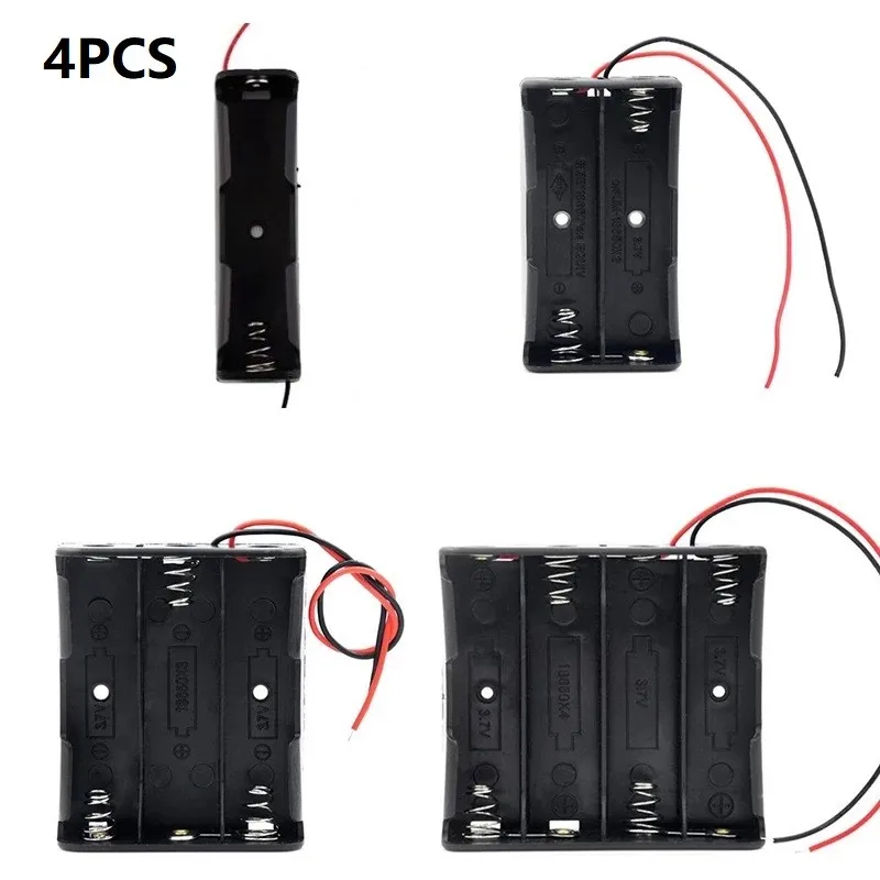 

4Pcs Type A Battery Case Power Bank Cases Storage Holder Battery Organizer With Wire Lead Electric Equipment accessories
