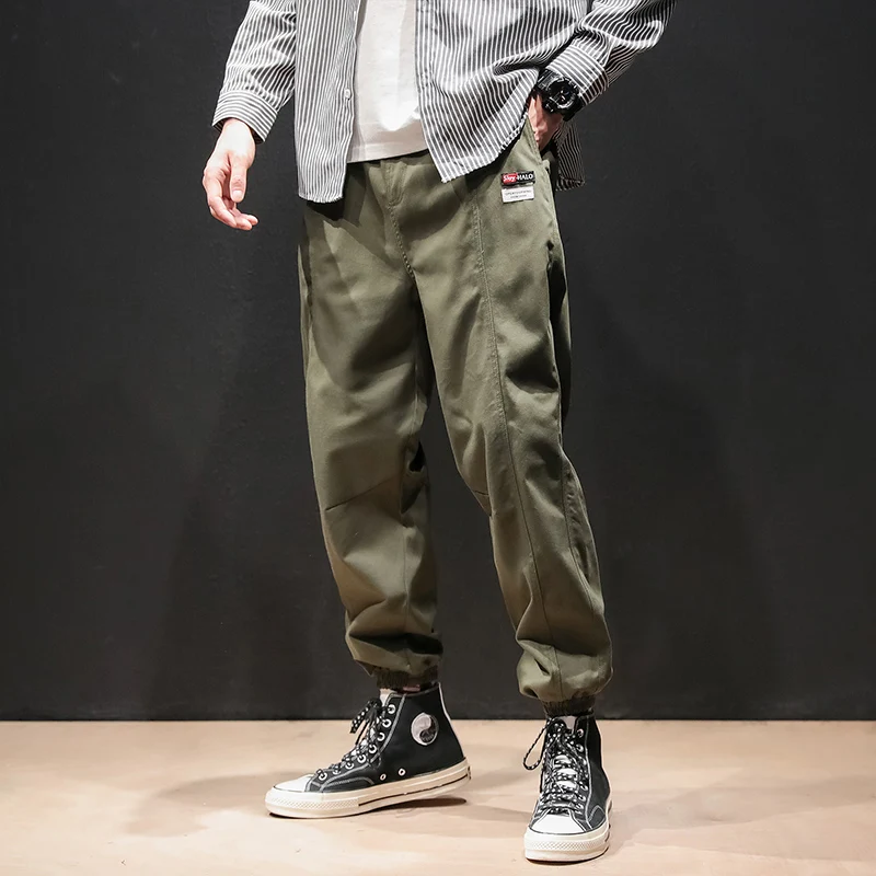 FUGOISM шаровары бежевые черные темно-зеленый мужские с эластичной резинкой на