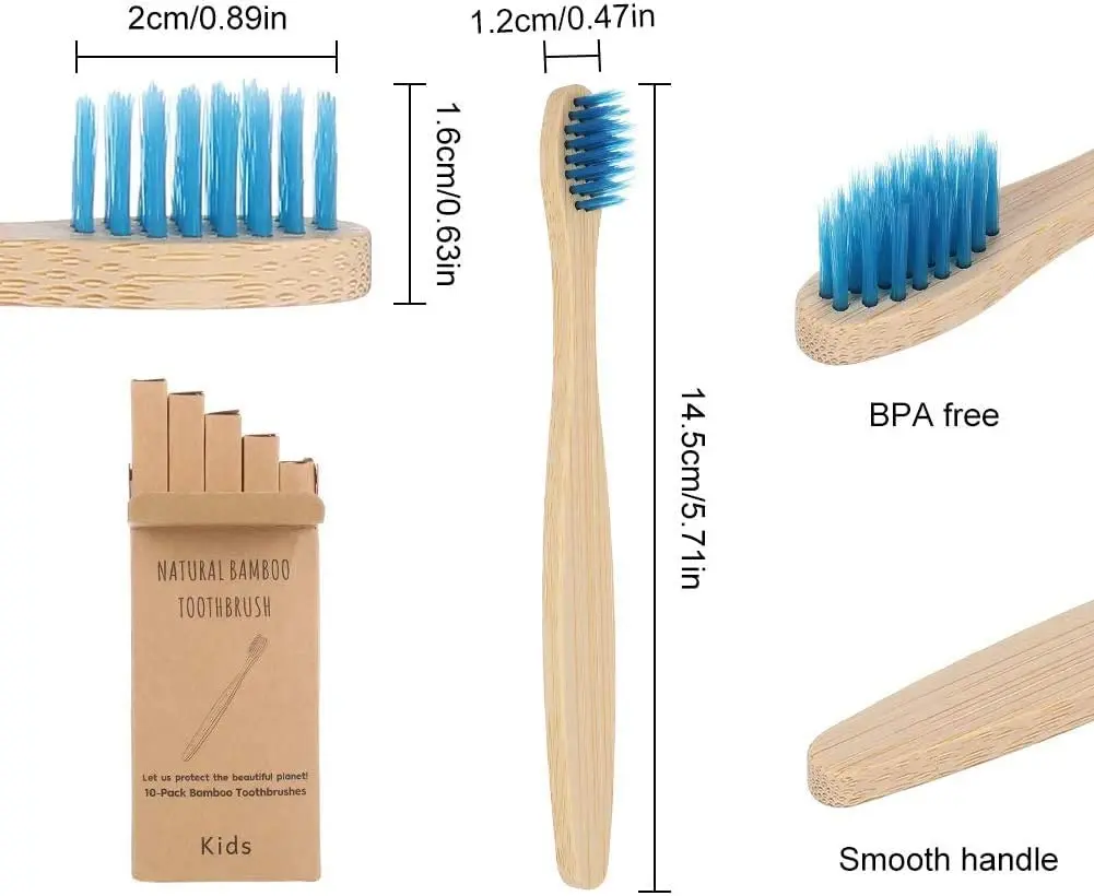 5pcs Kids Toothbrush Set Soft Bristle Bamboo Toothbrushes Wooden Tooth brushes Eco-Friendly Organic Natural Biodegradable | Красота и