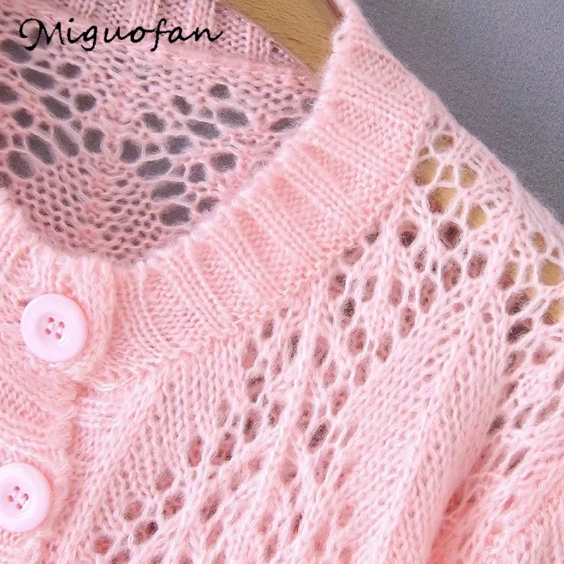 Miguofan sweater Women Hollow out sweaters crohect knitted cardigan autumn lady Long sleeve female outwear jumper 2019 |