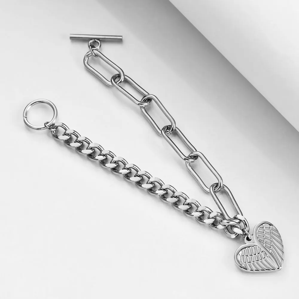 

Stainless Steel Wings Bracelets For Women bijoux Vintage Gothic BFF Bracelet Female Gold Color Pulsera Jewelry