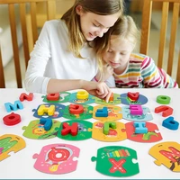 wooden digital letters matching puzzle montessori toys for children early learning educational toys kids cognitive paring game