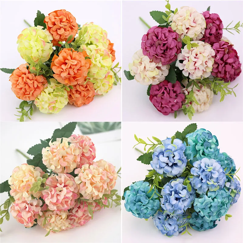 

1pcs 10 flower head peony fake flowers luxury bouquet wedding decoration home table decoration sky blue fake flower