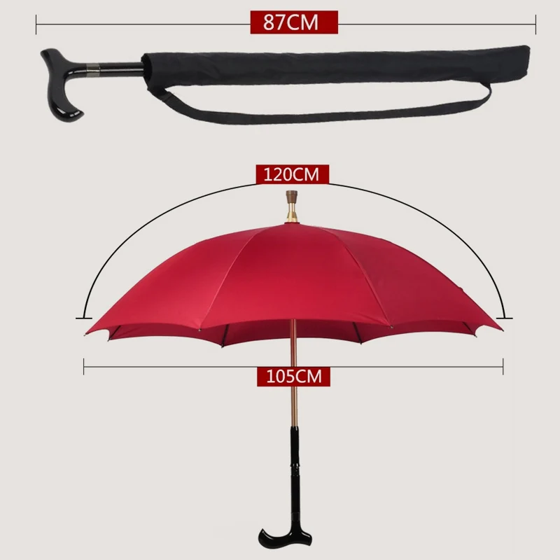 

High Quality Detachable Self-defense Climbing Alloy Parasol Fiberglass Anti-skidding Crutch Outdoor Self defense Umbrellas Gear
