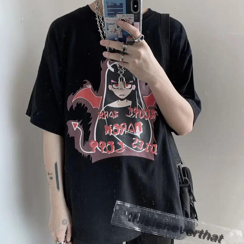 

Harajuku Sleeve T Shirt Print Vintage T-shirt Streetwear Oversize tops clothes clothing shirt Summer Short Punk Gothic Tshirt