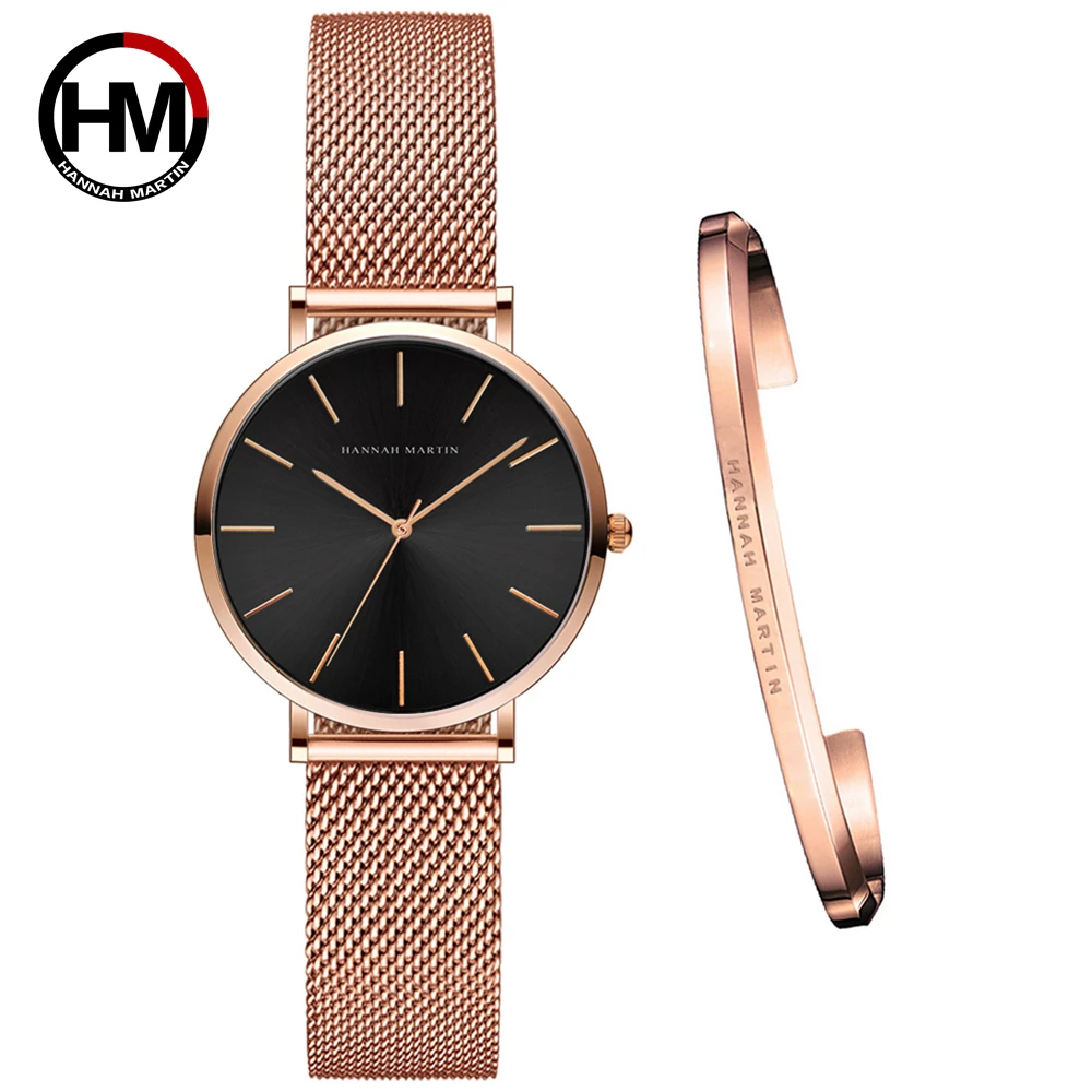 

Fashion Rose Gold Stainsteel Mesh Band Women Quartz Wristwatch With Bracelet Simple Business Japan Movement Female Luxury Watch