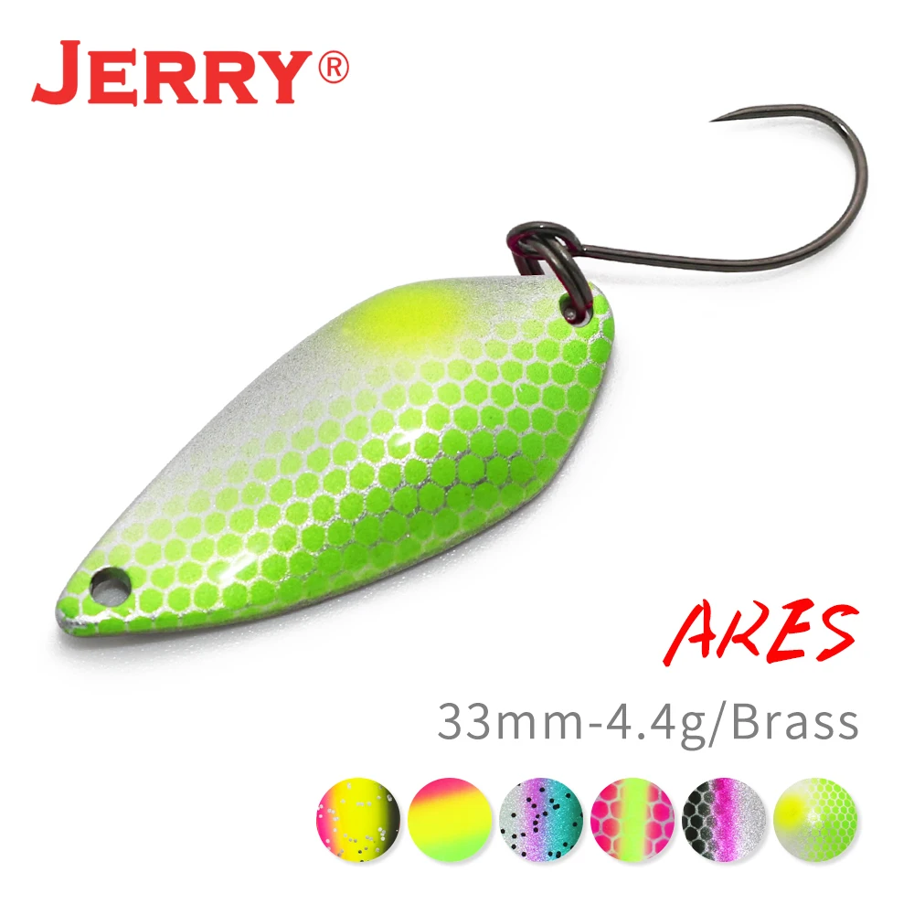 

Jerry Ares Metal Spoon Single Hook Micro Fishing Lures 4.4g Artificial Ultralight Spin Brass Lake Stream Fishing Bait