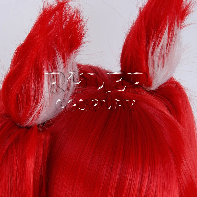 

Game LOL Jinx Magic Girl Red Heat Resistance Synthetic Hair Anime Costume Cosplay Wig with Ears