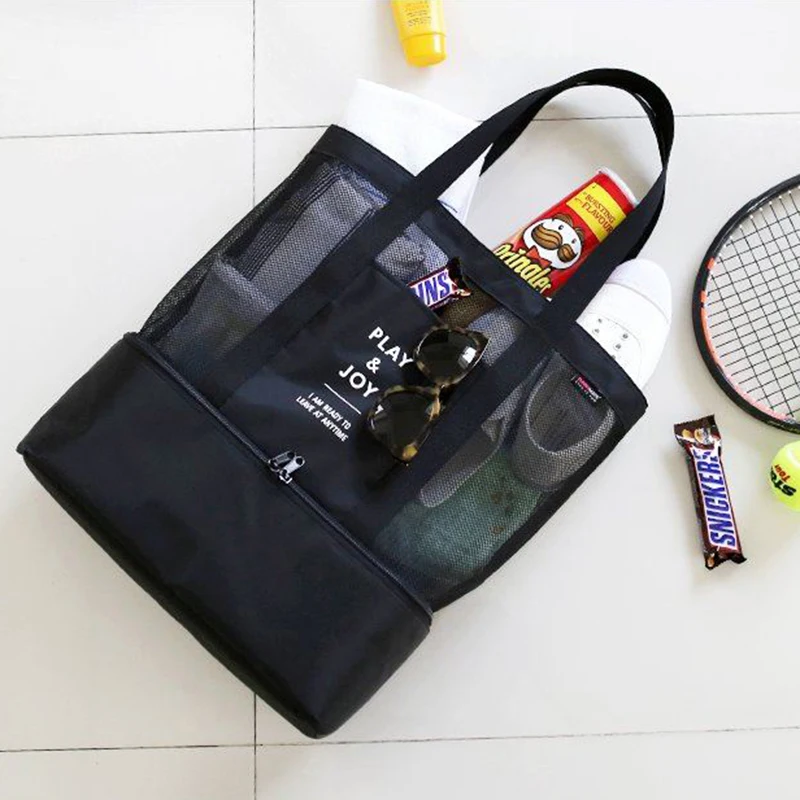 Оптовая продажа дорожная пляжная сетка для пикника Сумки хранения через плечо