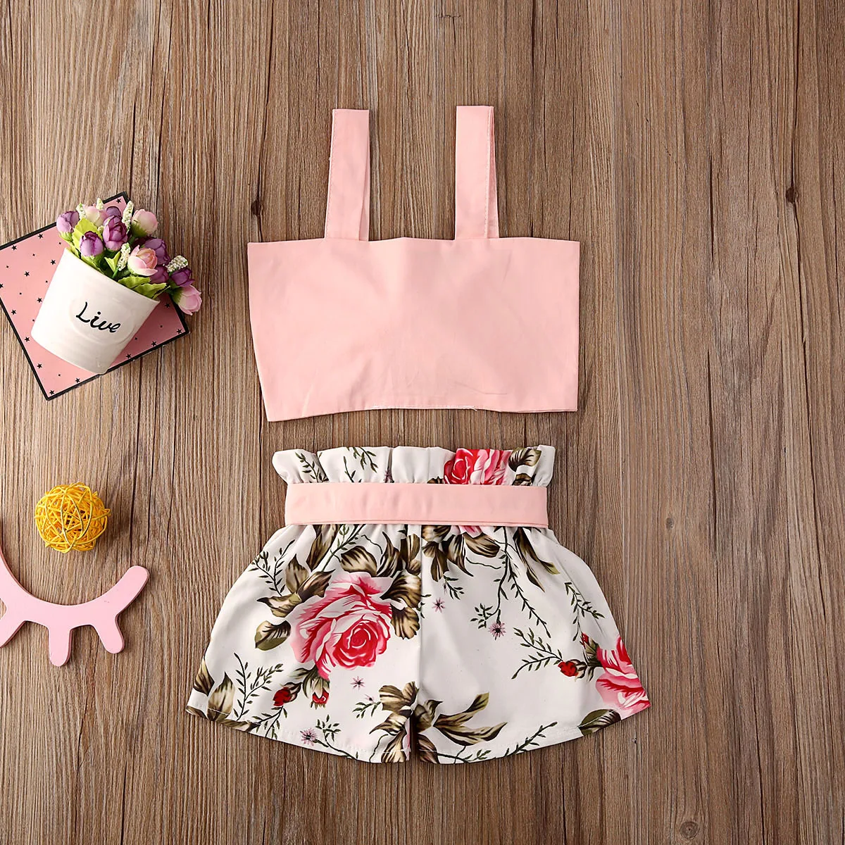 Комплект одежды Imcute для маленьких девочек из 2 предметов однотонный топ без