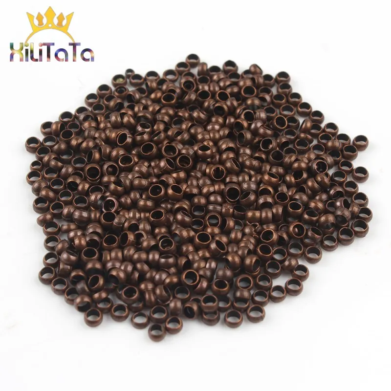 500 шт./лот Металлические Круглые Обжимные бусины 2 5 3 мм медные бронзовые с