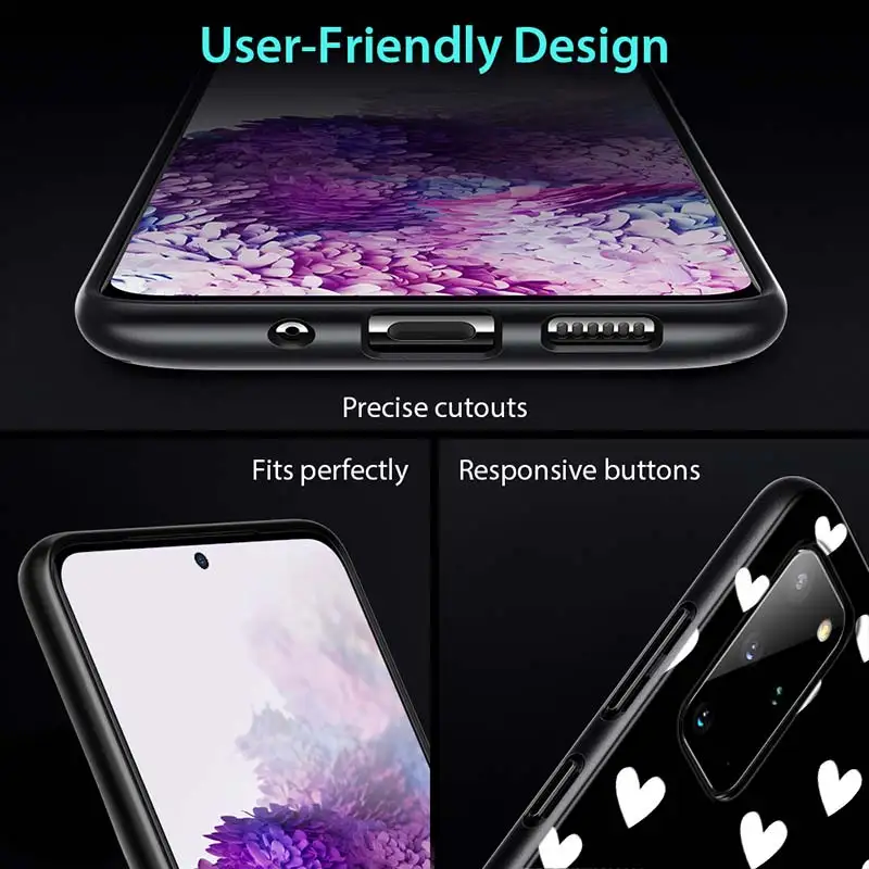 

Animal Cute Love Heart For Samsung Galaxy Note 20 Ultra 10 9 8 S10 S10E S9 S8 S7 Plus Edge 5G Black Soft Phone Case