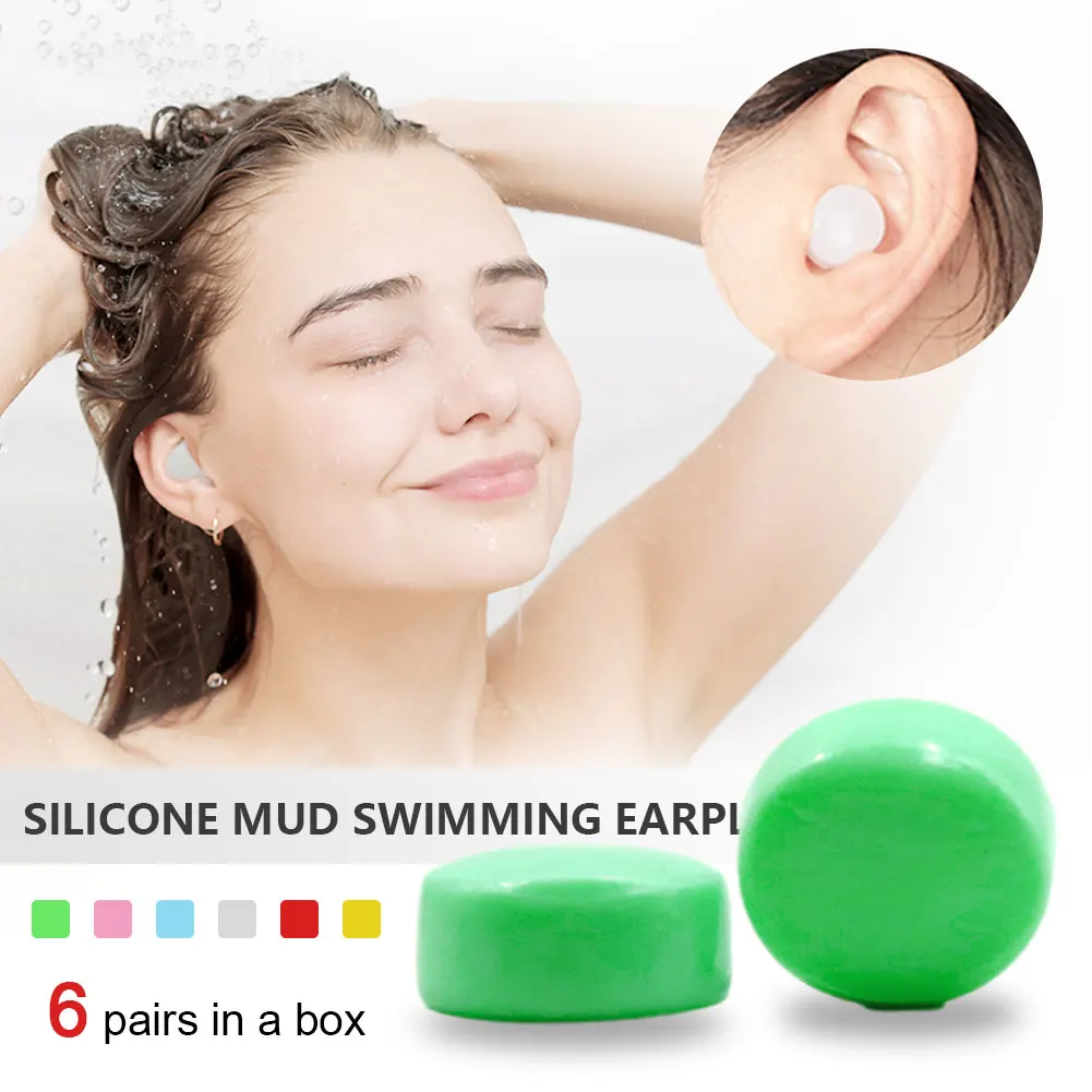 

12PCS Earplugs Protective Ear Plugs Silicone Soft Waterproof Anti-noise Earbud Protector Swimming Showering Water Sports