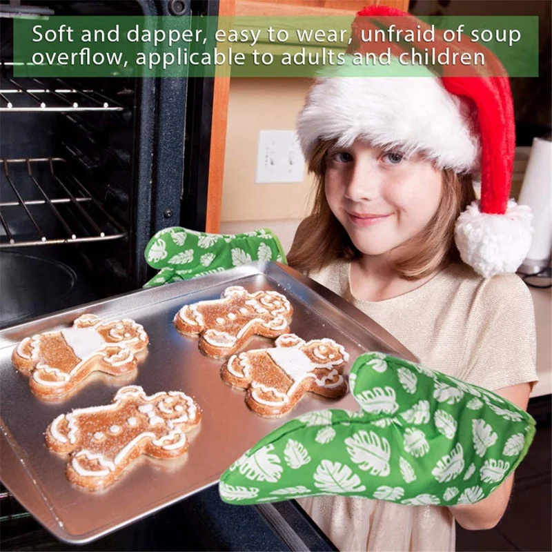 

1 Pair Oven Gloves Oven Mitts BBQ Gloves Heat Resistant Gloves Insulated Hot Grilling Glove for Kitchen Baking Cooking