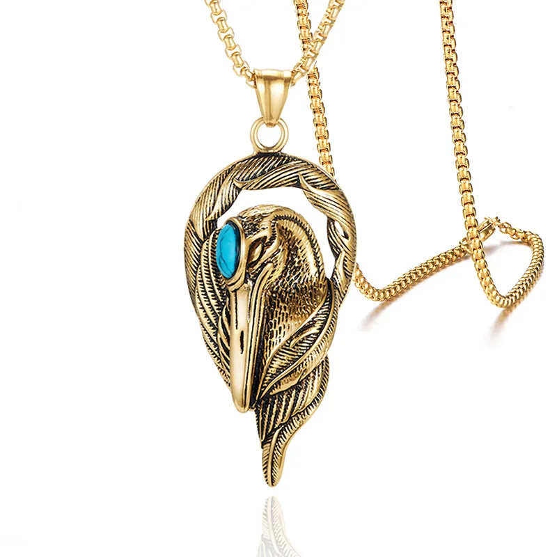 

Retro Bohemian Crystal Inlaid Red-Crowned Crane Pendant Necklace Men's Necklace Animal Pendant Accessories Party Jewelry Jewelry