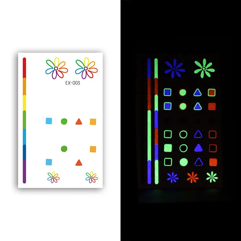 Красочные светящиеся водонепроницаемые Временные татуировки летние