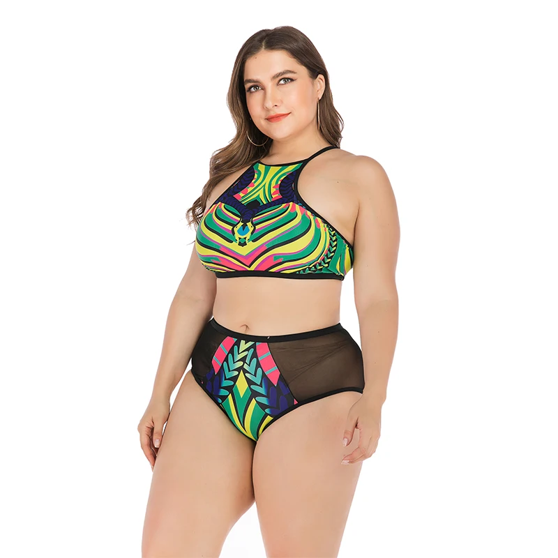 Новый сексуальный женский купальник бикини с высокой горловиной открытой спиной