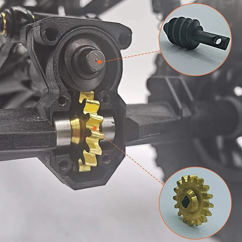 

2 Set Steel Front Rear Axle Gears Overdrive Differential Gears for Axial SCX24 90081 1/24 RC Crawler Car Upgrade Parts