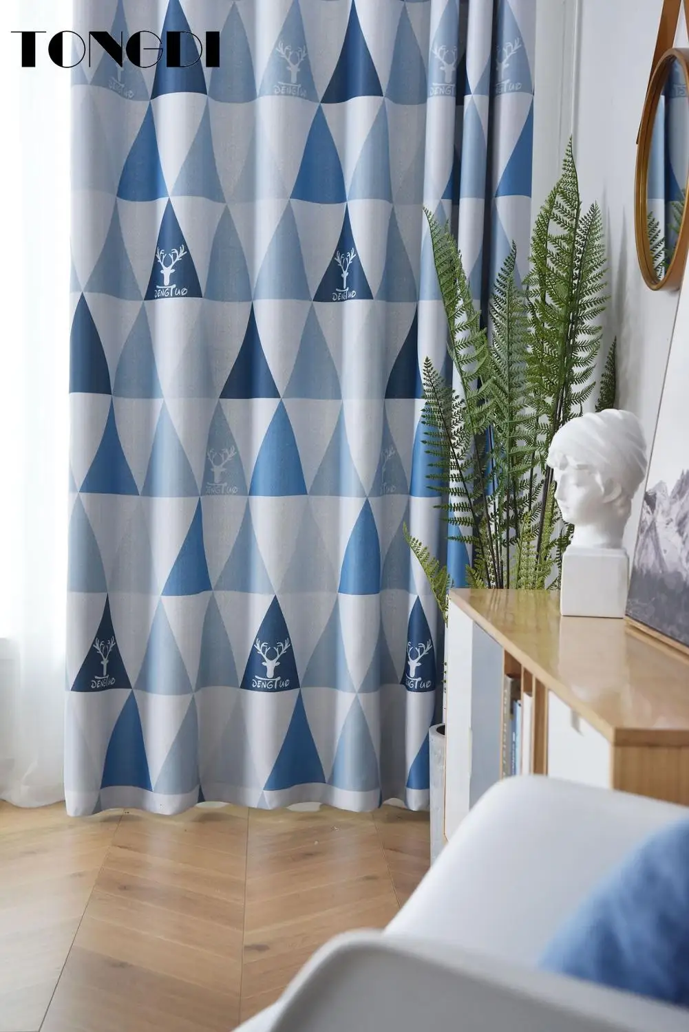 TONGDI Blackout Curtains Elegant Artistic Geometric Pattern Diamond Printing Luxury Decor For Parlour Home Bedroom Living Room | Дом и сад