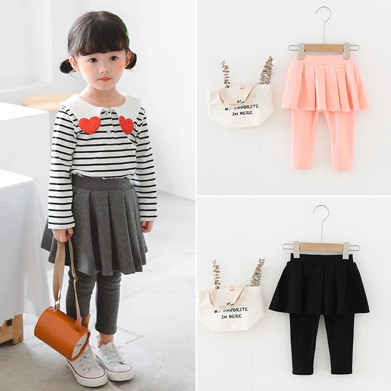 

Юбка-брюки для маленьких девочек, Модная хлопковая юбка-брюки, юбка-брюки из двух предметов для девочек, детские осенние брюки 2020