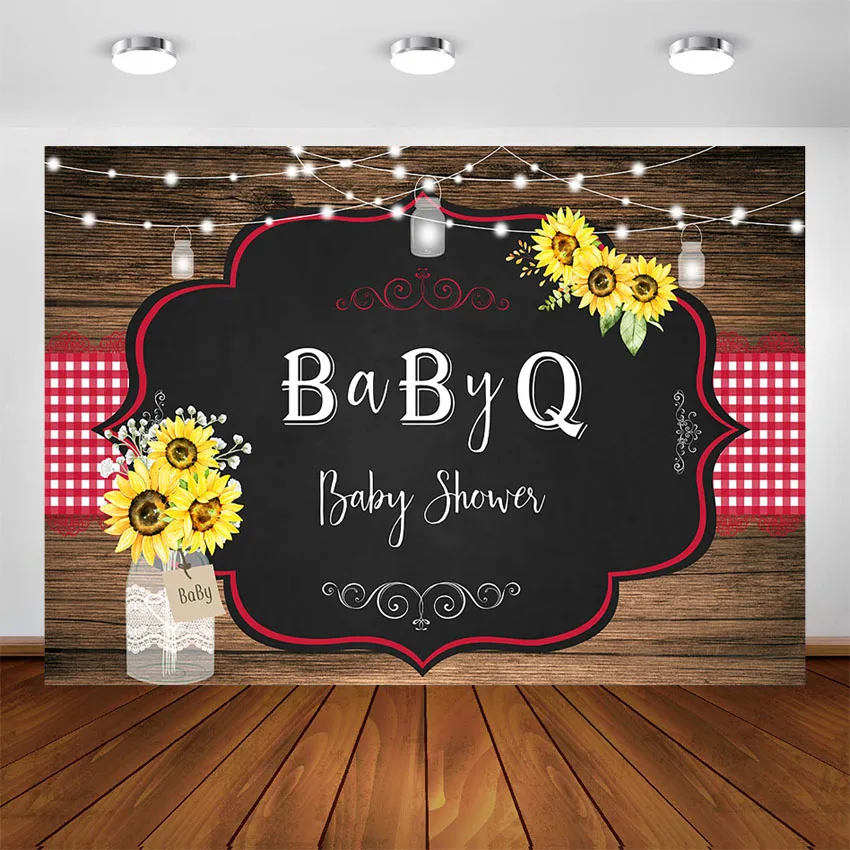 

Mocsicka детский душ Декорации барбекю Подсолнух дерево фотографический фон красный плед баннер для фотографирования