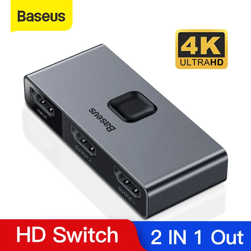 Baseus HDMI-compatible Splitter 4KHD Switch For Xiaomi Mi Box Bi-Direction 1x2/2x1 Adapter For PS5/4/3 2 In 1 Out 4K HD Switcher