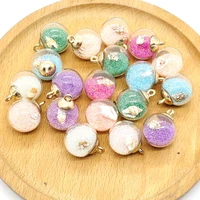 5 pieces of colorful glass ball pendants gravel conch pendants diy earrings bracelets necklaces craft jewelry making accessories
