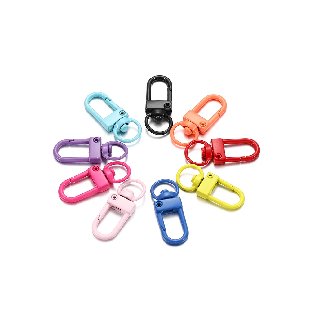

10pcs/lot 13*34mm Rotating Colorful Metal Lobster Clasp Clips Hooks Bag Car Keychain For DIY Jewelry Making Supplies Accessories