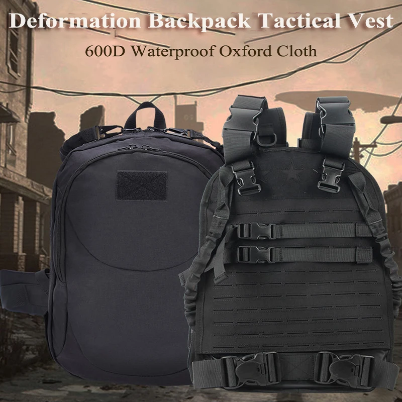 Tactical Multifunctional Outdoor Waterproof  Wearable Backpack Can Become Airsoft Paintball Protective Molle Vest Hunting Gear