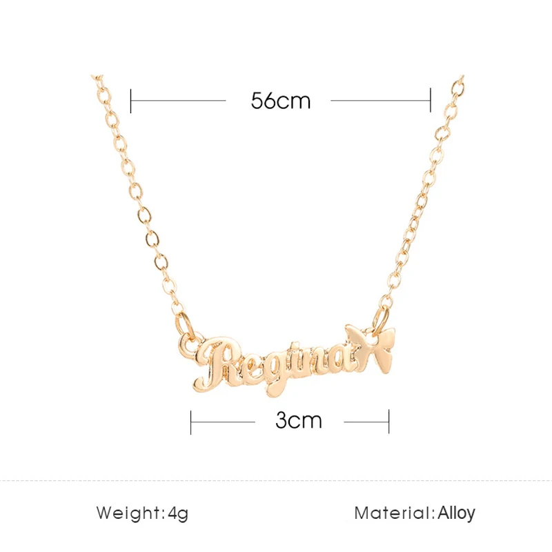 New Trendy Letter Regina Pendant Necklace For Women Gold Metal Long Butterfly Mujer Jewelry Nouveaute 2019 Femme Bijoux | Украшения и