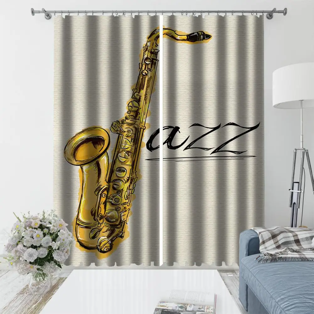 3D занавески на окна гостиной спальни с принтом роскошные для кухни музыкальными