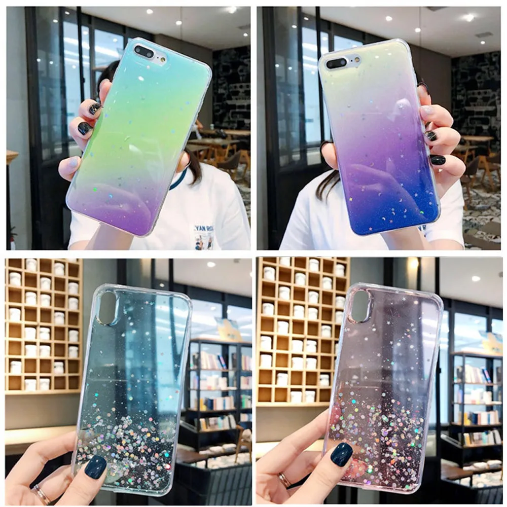 OTAO Блестящий блестящий чехол для iPhone X XS MAX XR градиентная эпоксидная звезда iphone 8 7 6