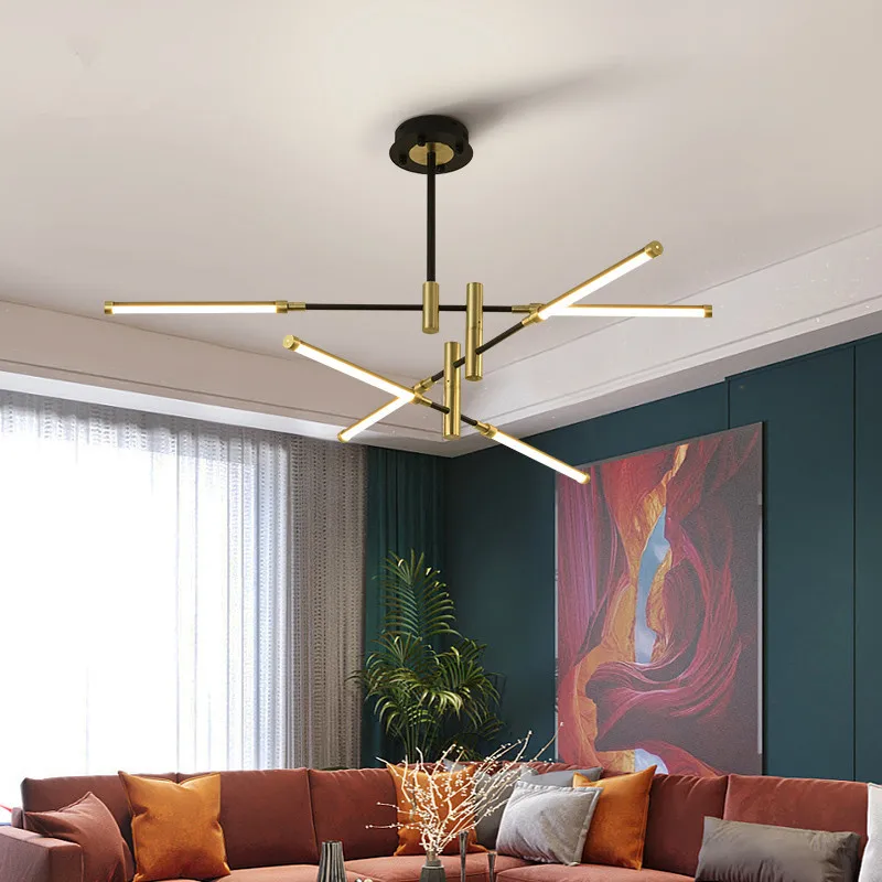 Черная современная светодиодная Люстра для гостиной спальни люстры с акриловым