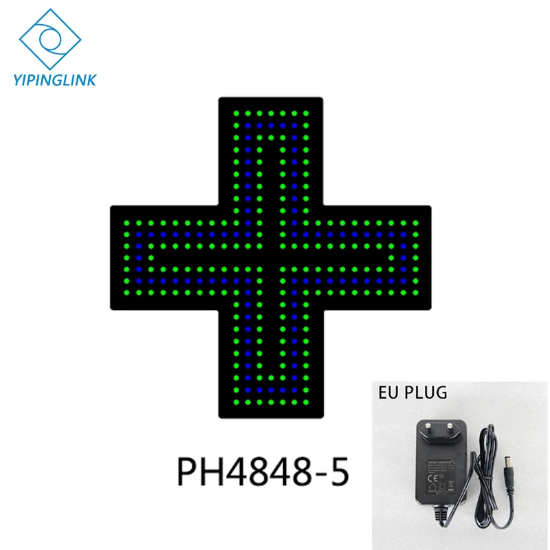 PH4848-5-EU PLUG Зеленый синий светодиодный знак Креста высокой яркости маленький размер 48*48 см медицинский магазин Неоновый крест Крытый крест доска - Мощность в ваттах: PH4848-5-EU PLUG