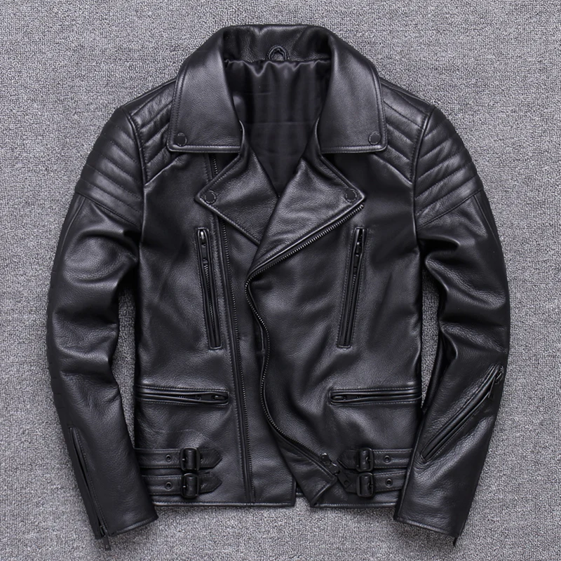 

Tcyeek Fashion Winter Autumn Genuine Leather Jacket Men Streetweaar Real Coat Man Moto Biker Vintage Cow Leather Jackets 002