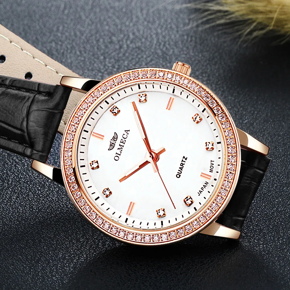 Мода Relogio Feminino лучший бренд класса люкс OLMECA женские часы водонепроницаемые наручные часы Стразы Reloj Mujer кожаный ремешок