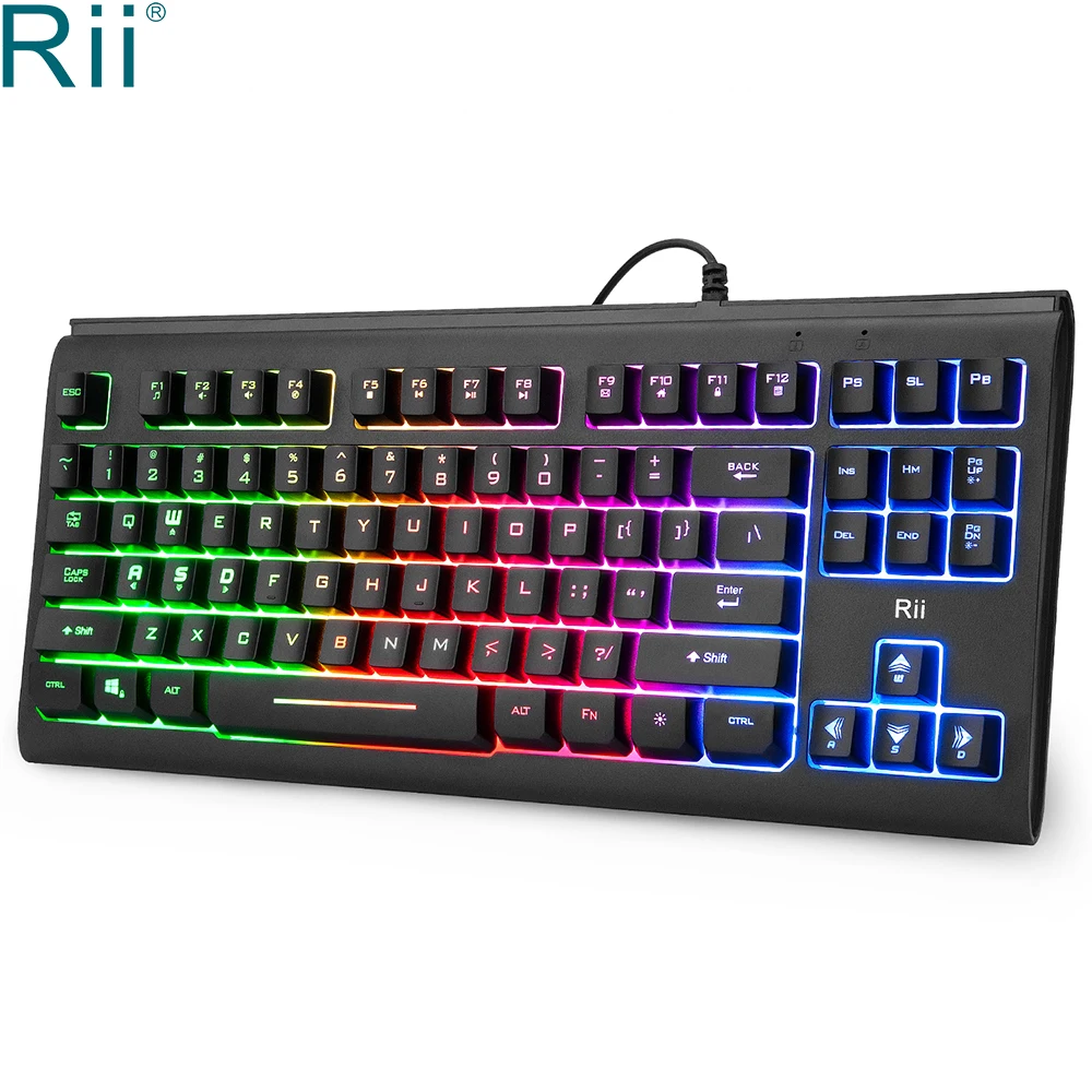 Rii RK104 игровая клавиатура RGB подсветка USB Проводная Механическая Feel игровая клавиатура для настольного компьютера маленький компактный 87 клавиш