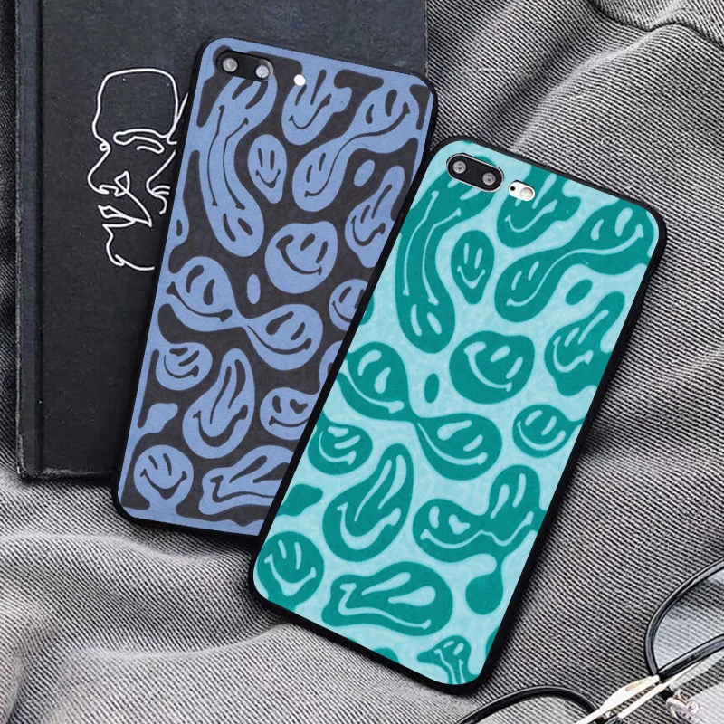 Trippy Twisted Smiley Face Phone Case for iPhone 6s 7 8 plus SE 2020 12 mini 11 13 pro max X XR XS Max Soft Silicone Cover