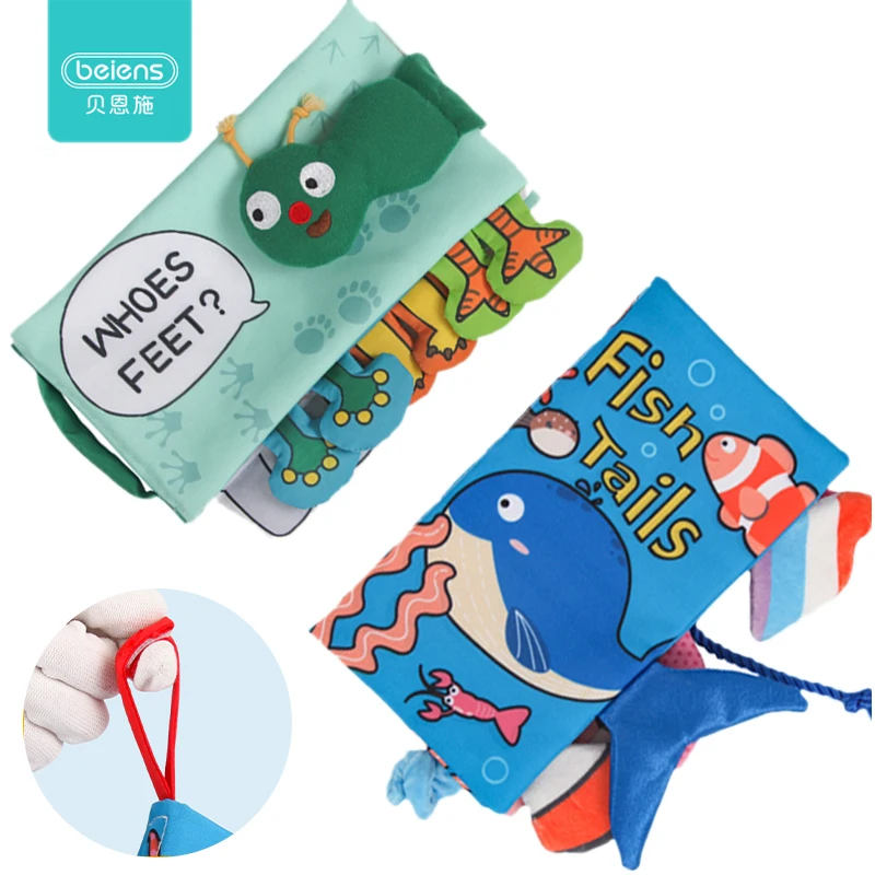 Детские игрушки Beiens Мягкая тканевая книга погремушки для новорожденного ребенка