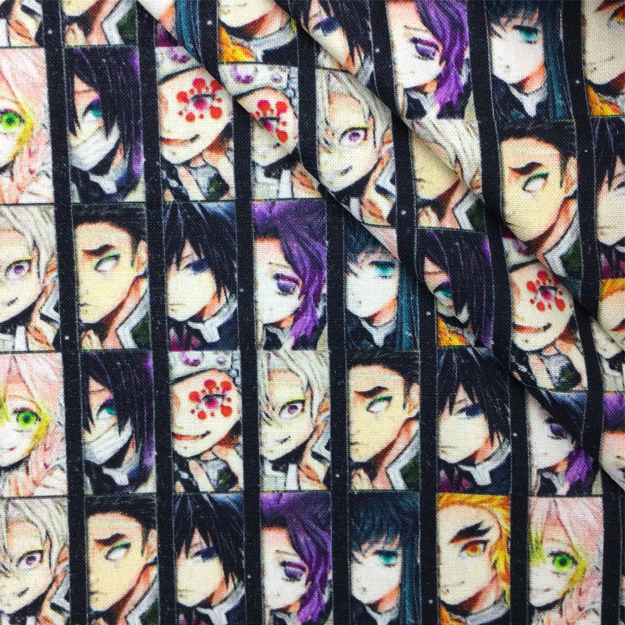 Половинная Полиэстеровая хлопчатобумажная ткань с японским аниме принтом для