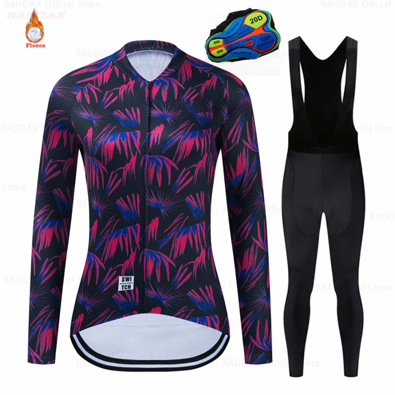 

Long Sleeve Cycling Suit Winter Thermal Fleece Set Thermal Fleece Road Cycling Clothes Men's Jersey Suit Sport Riding Bike MTB
