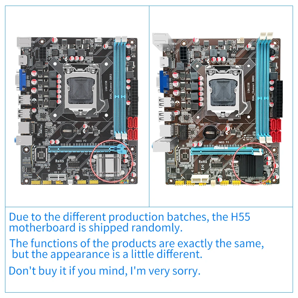 h55 motherboard lga 1156 set kit gamer pc with intel core i5 760 processor ddr3 16gb28gb 1600mhz desktop ram memory hm55 p3 free global shipping