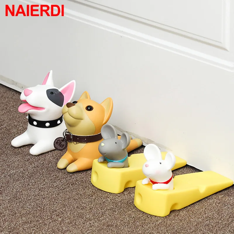 

NAIERDI PVC Silicone Cute Door Stopper Safety Toys Creative Cartoon Door Stops Non-punch Sticker Door Holder For Kids Room