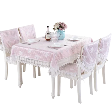 Европейская скатерть с вышивкой для обеденного стола маленькая розовая