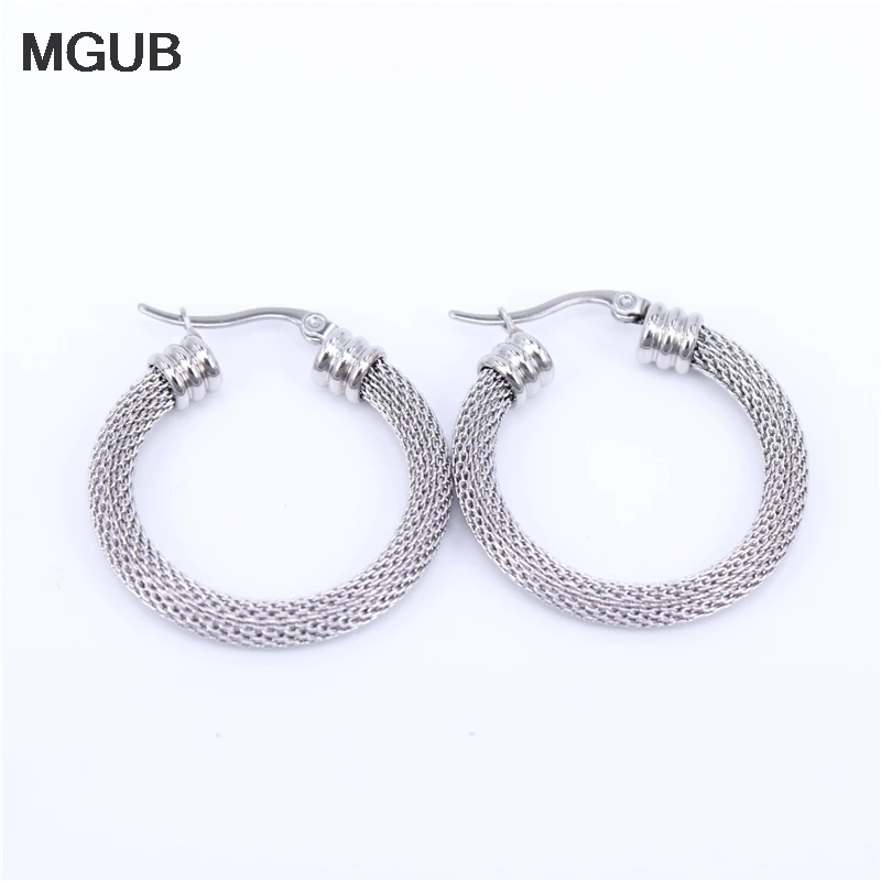 Женские круглые серьги кольца MGUB из нержавеющей стали 32 52 мм|fashion hoop earrings|hoop